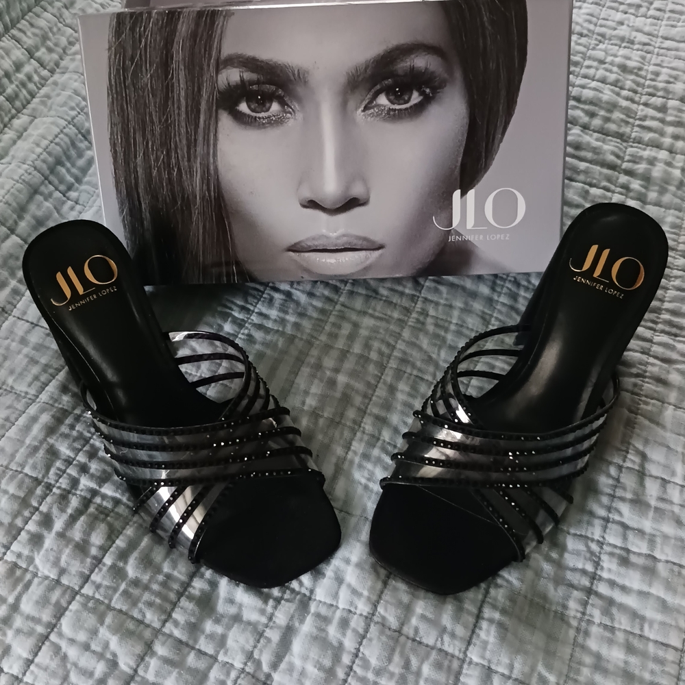 Jennifer Lopez Metallic and Black Heels
